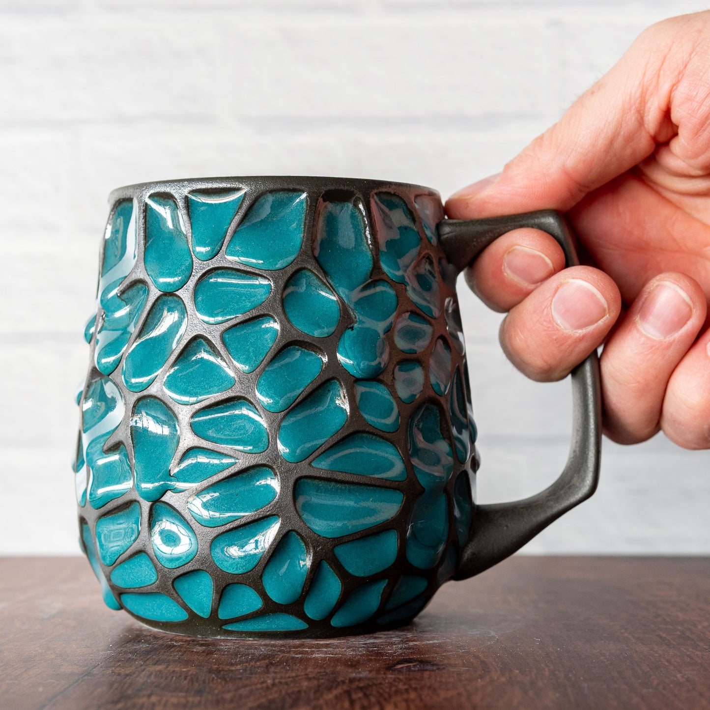 'Black and Jade' Voronoi 16oz Mug