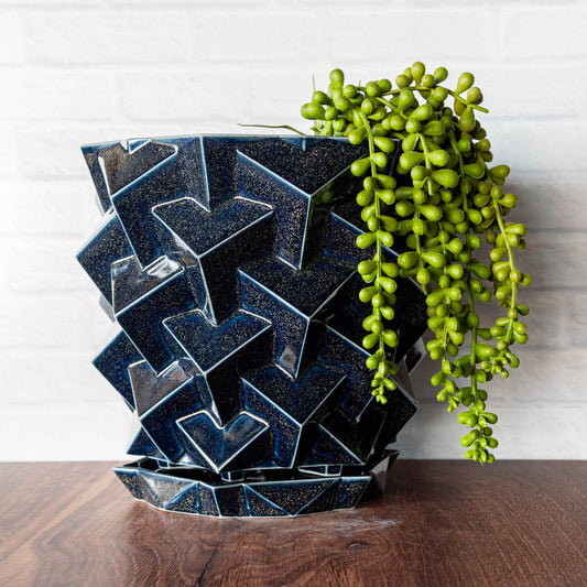 'Blue Teadust' Mega Cubes Planter