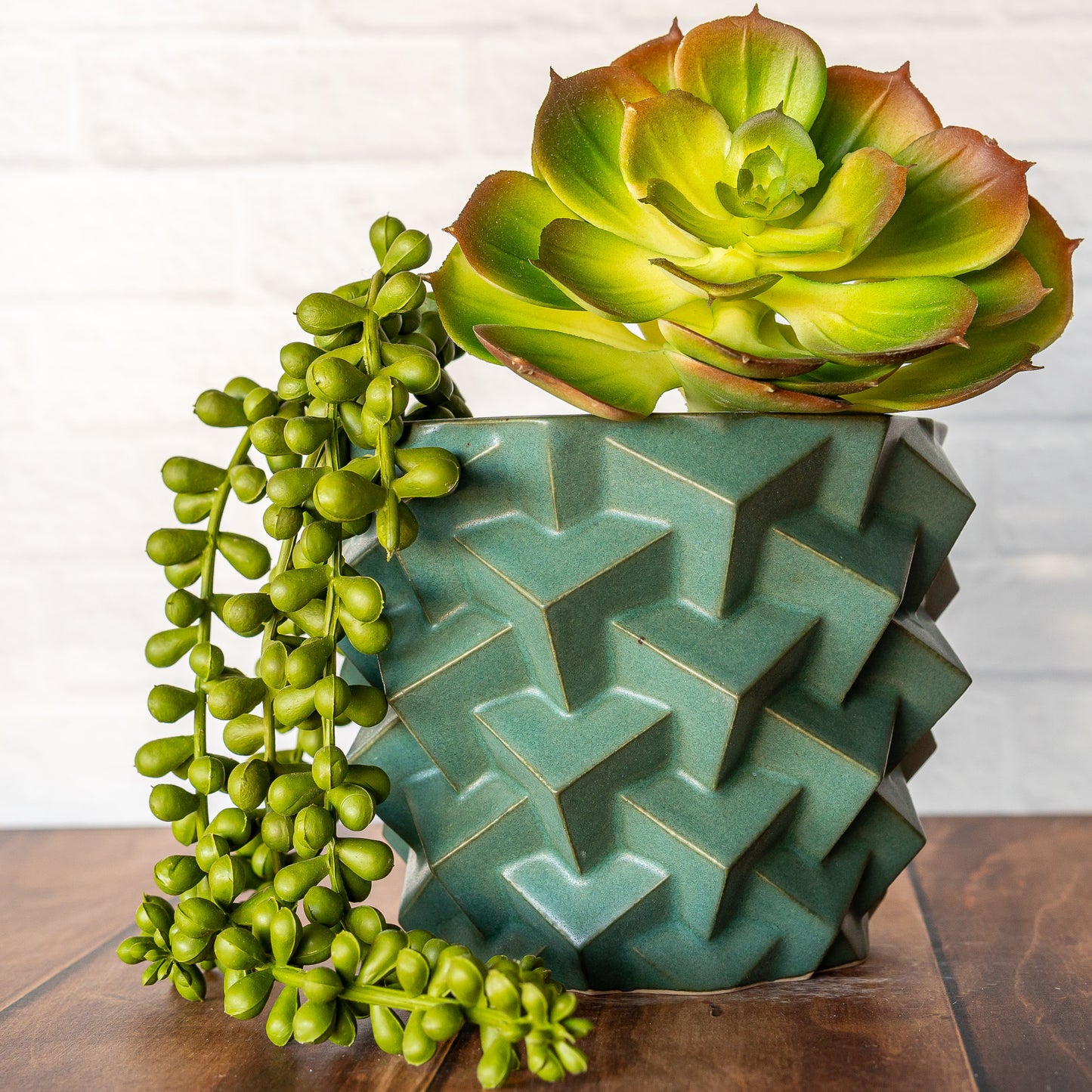 Medium 'Jade Matte' Cubes Planter